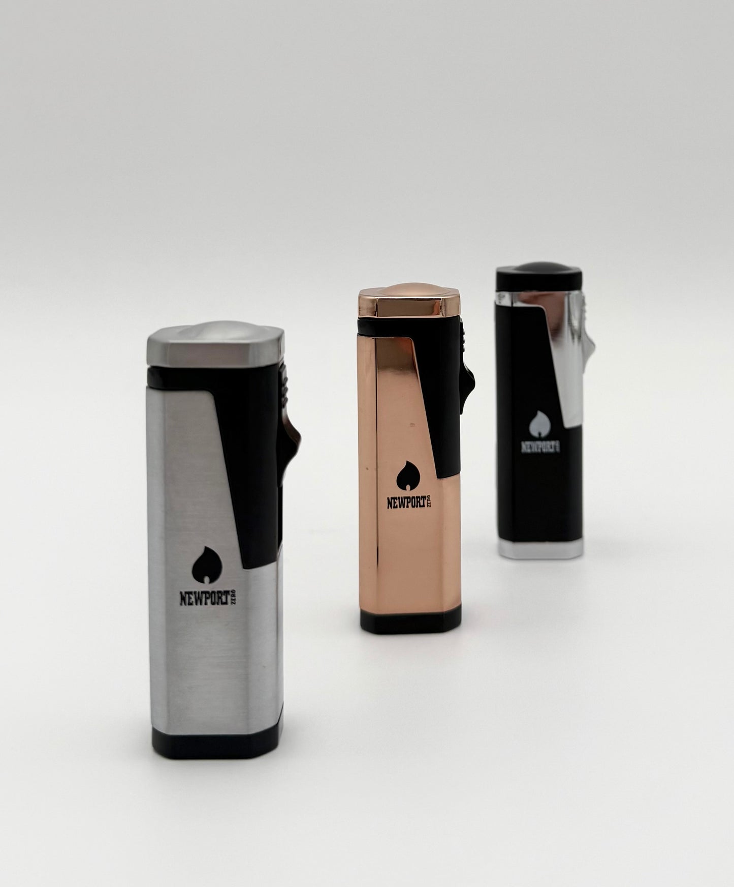 Newport Triple Flame Pocket Lighter - Silver